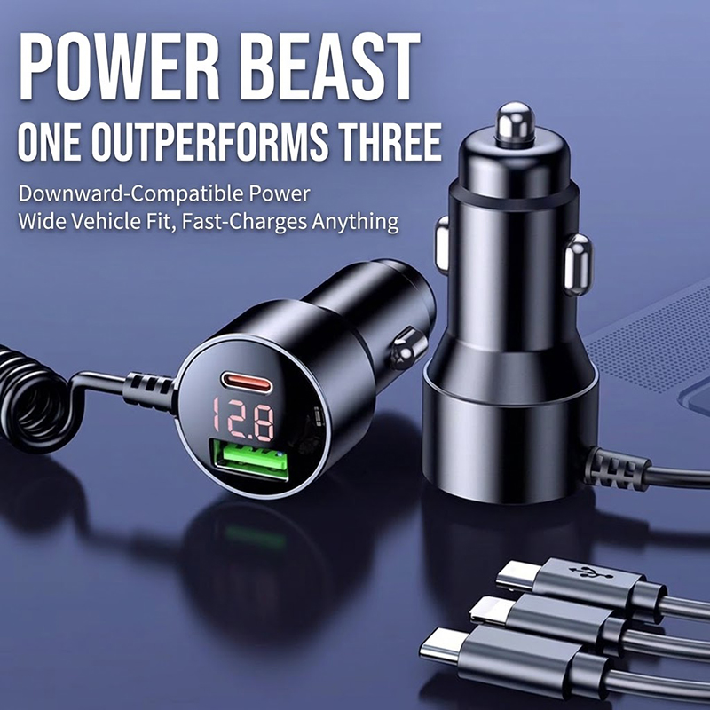 3-in-1 Coiled Car Charger with - Laptop Charger recension och pris